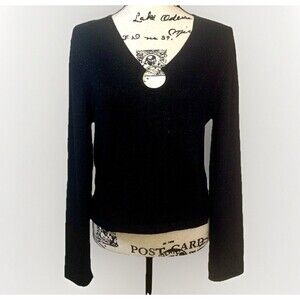 VTG 90s Lucidity O Ring Metallic Black Sweater Size L Made In Hong Kong